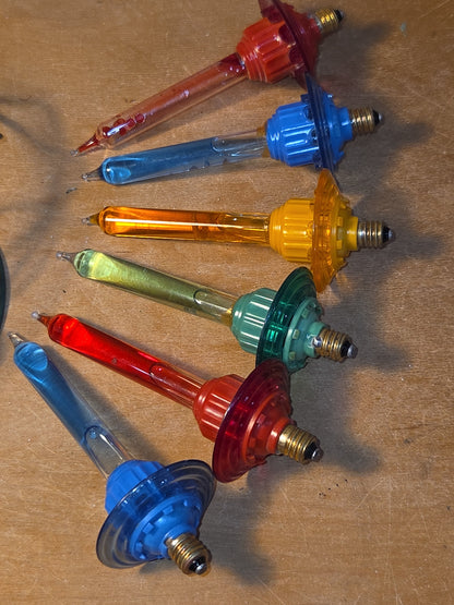 Vintage C6 Bubble Light Bulbs Paramount Oil Saucer Bulb Set of 5
