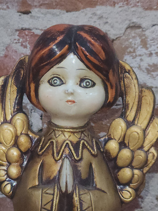 Vintage Big Eyed Angel Molded or Paper Mache 10 3/4" ag7