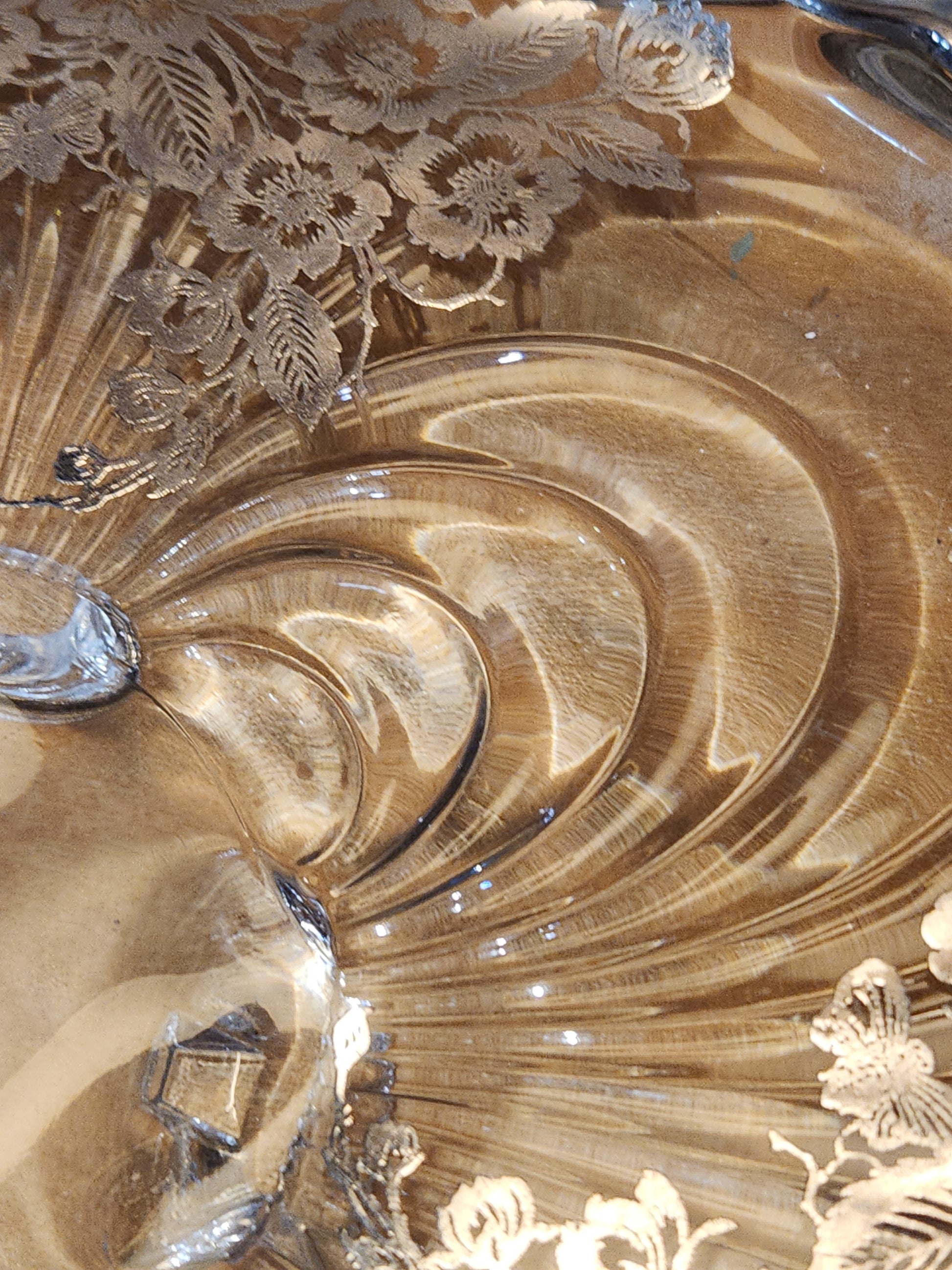 Vintage Cambridge Glass Company Footed Glass Platter with Caprice Pattern With Silver Overlay by Silver City gp8