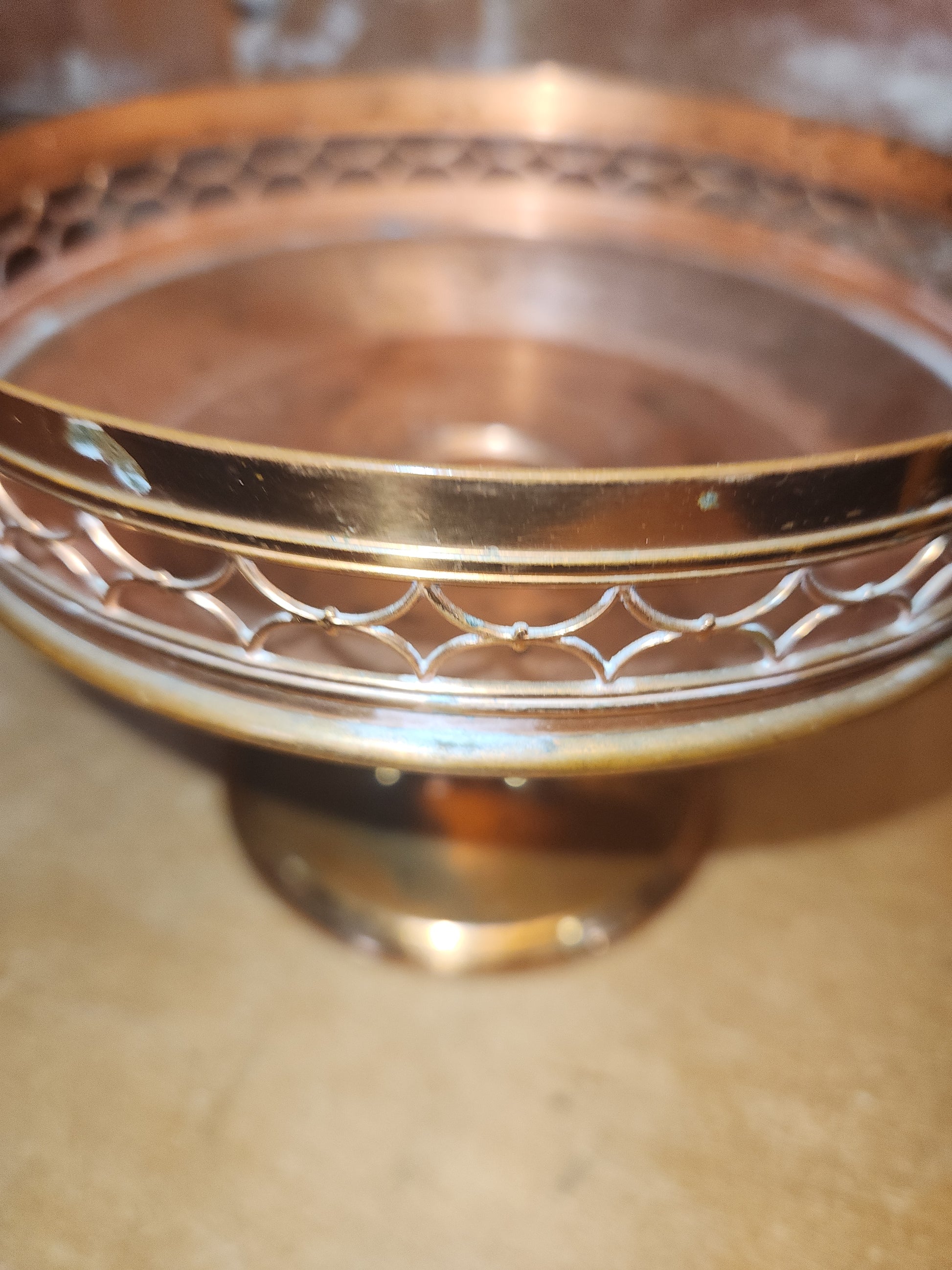 Vintage Copper or Brass Compote Dish Manning Quality Bowman Meriden Conneticut 2220 cb8