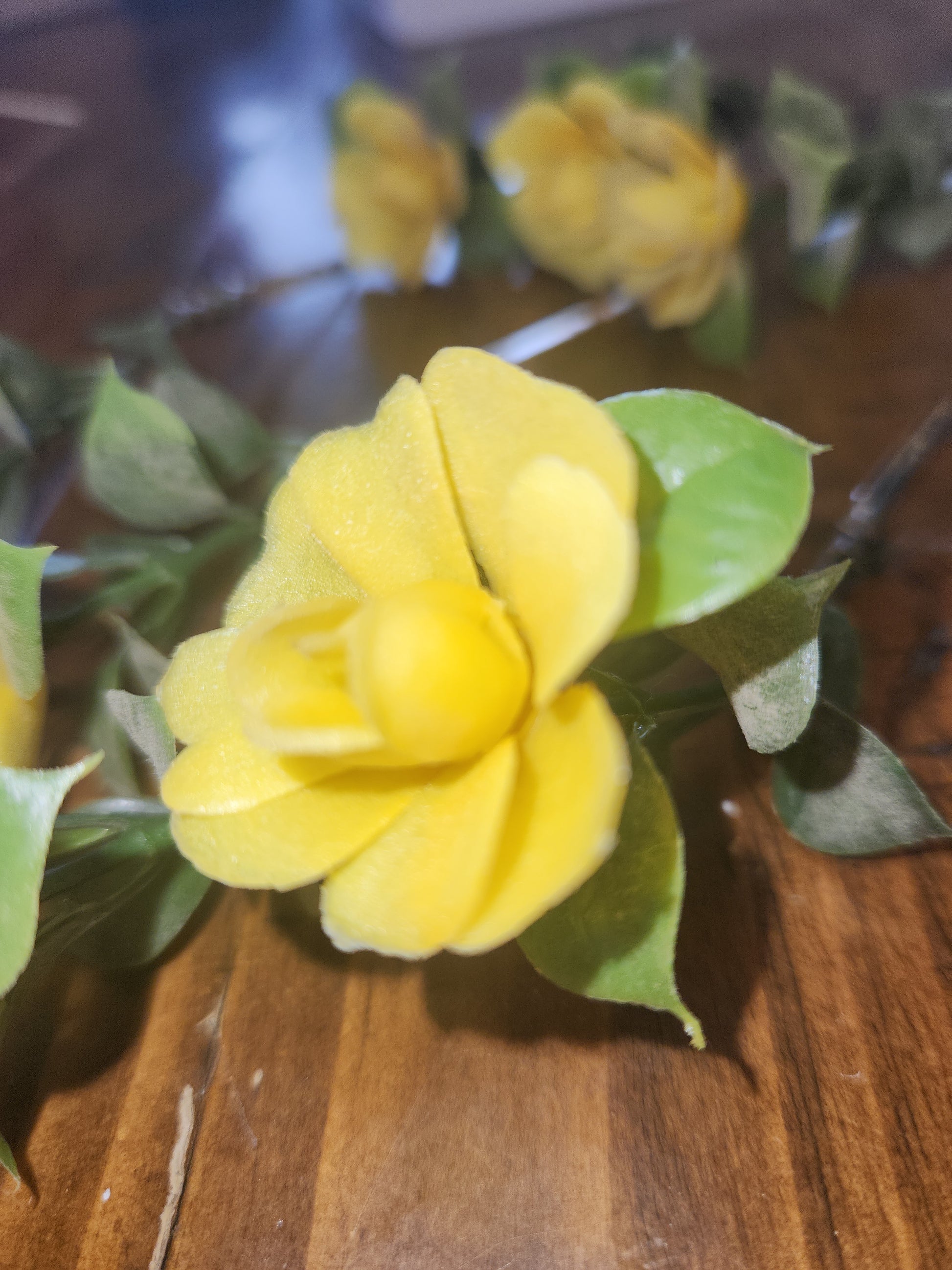 Vintage Plastic Flower Picks with Leaves for Crafting