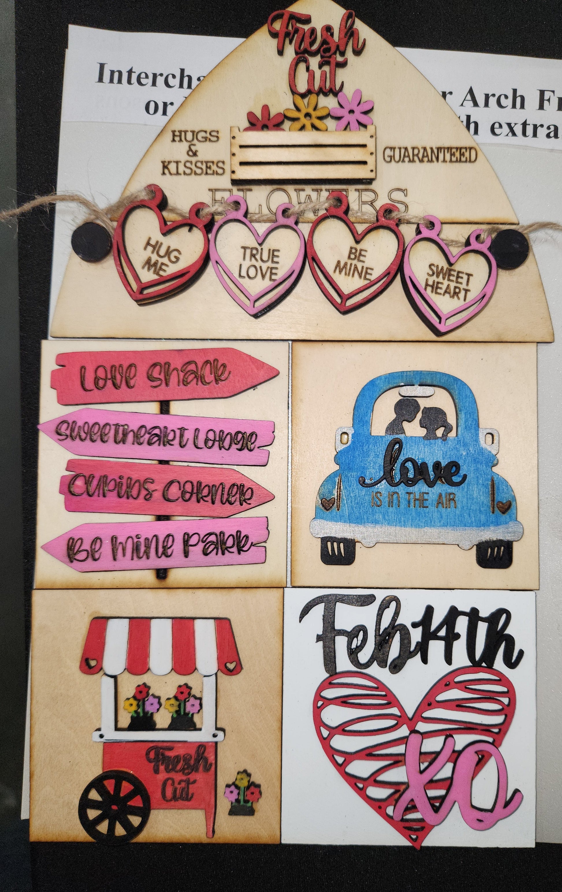 Valentine's Day February Insert Kit for Interchangeable Frame Can Fit Arch, Rectangle, or Square Frame FRAMES SOLD SEPARATELY
