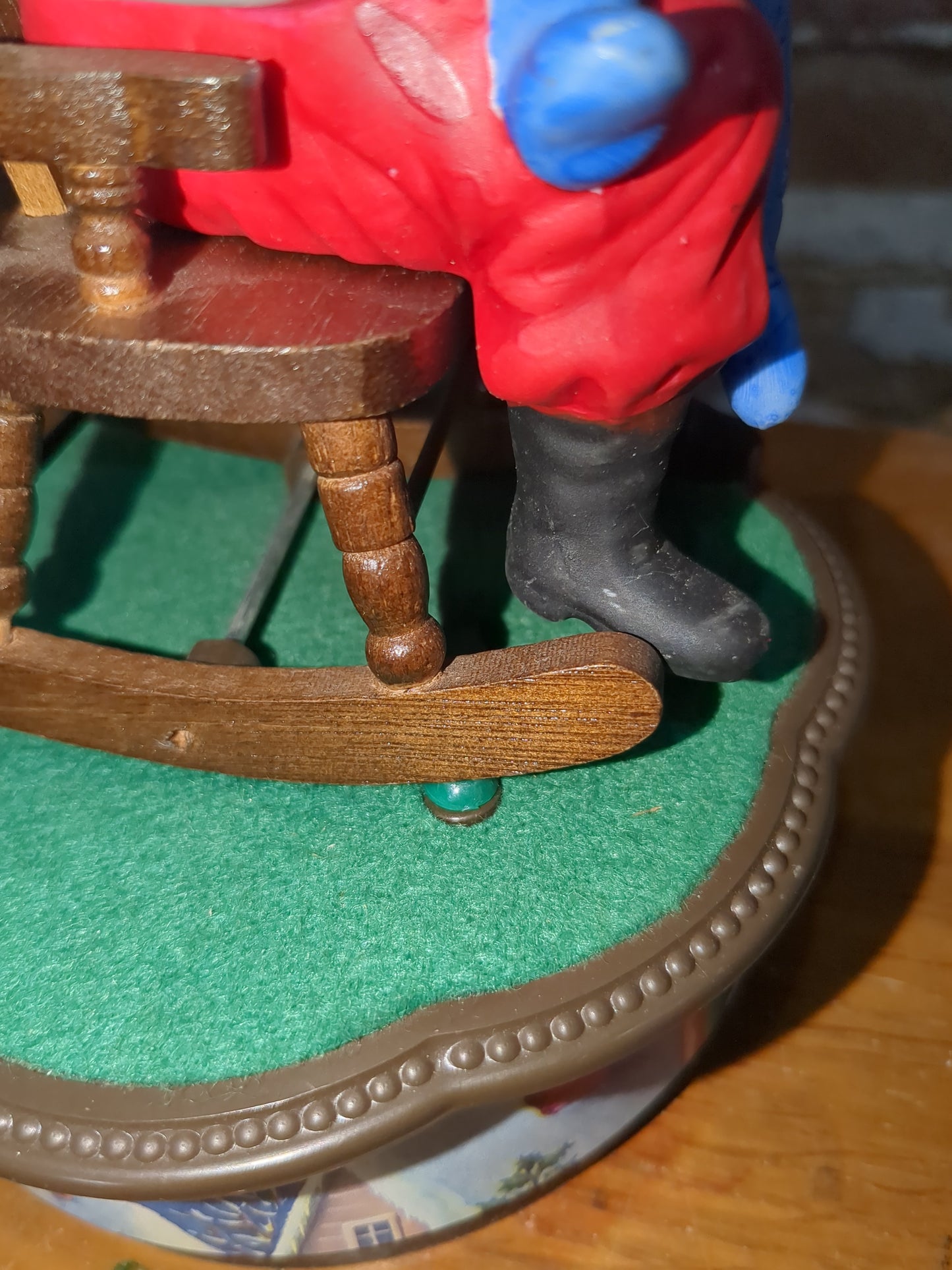 Vintage Jadco Santa and child rocking chair music box.