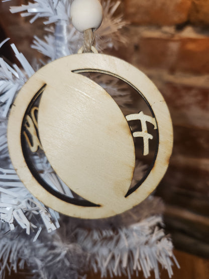 Wooden Football Car Charm for Rear-View Mirror or Ornament no15