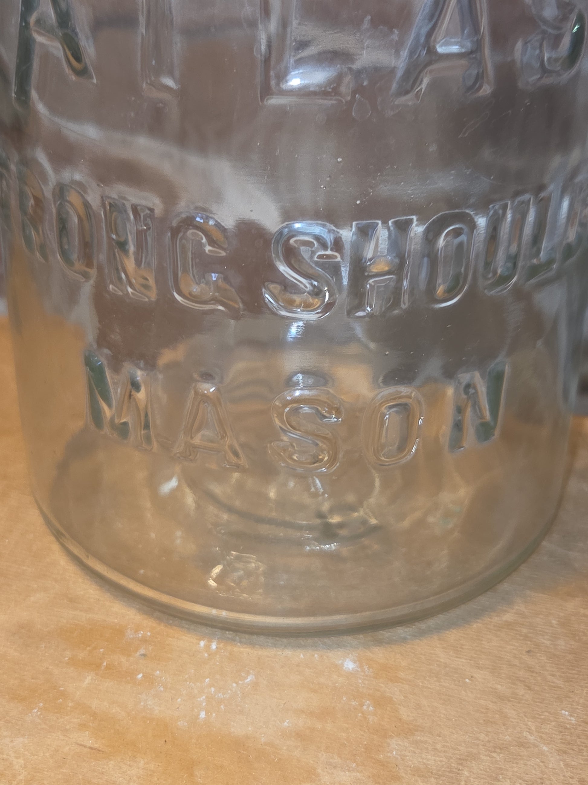 Vintage 1/2 Gallon Jar Atlas Strong Shoulder Mason Clear Glass with Atlas Zinc Lid jar54