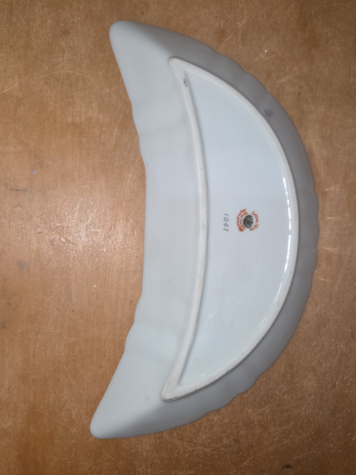 Vintage Lefton China Hand Painted Crescent Beside the Plate Tray G5