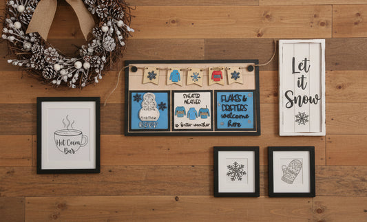 Winter January Insert Kit for Interchangeable Frame Can Fit Arch, Rectangle, or Square Frame FRAMES SOLD SEPARATELY