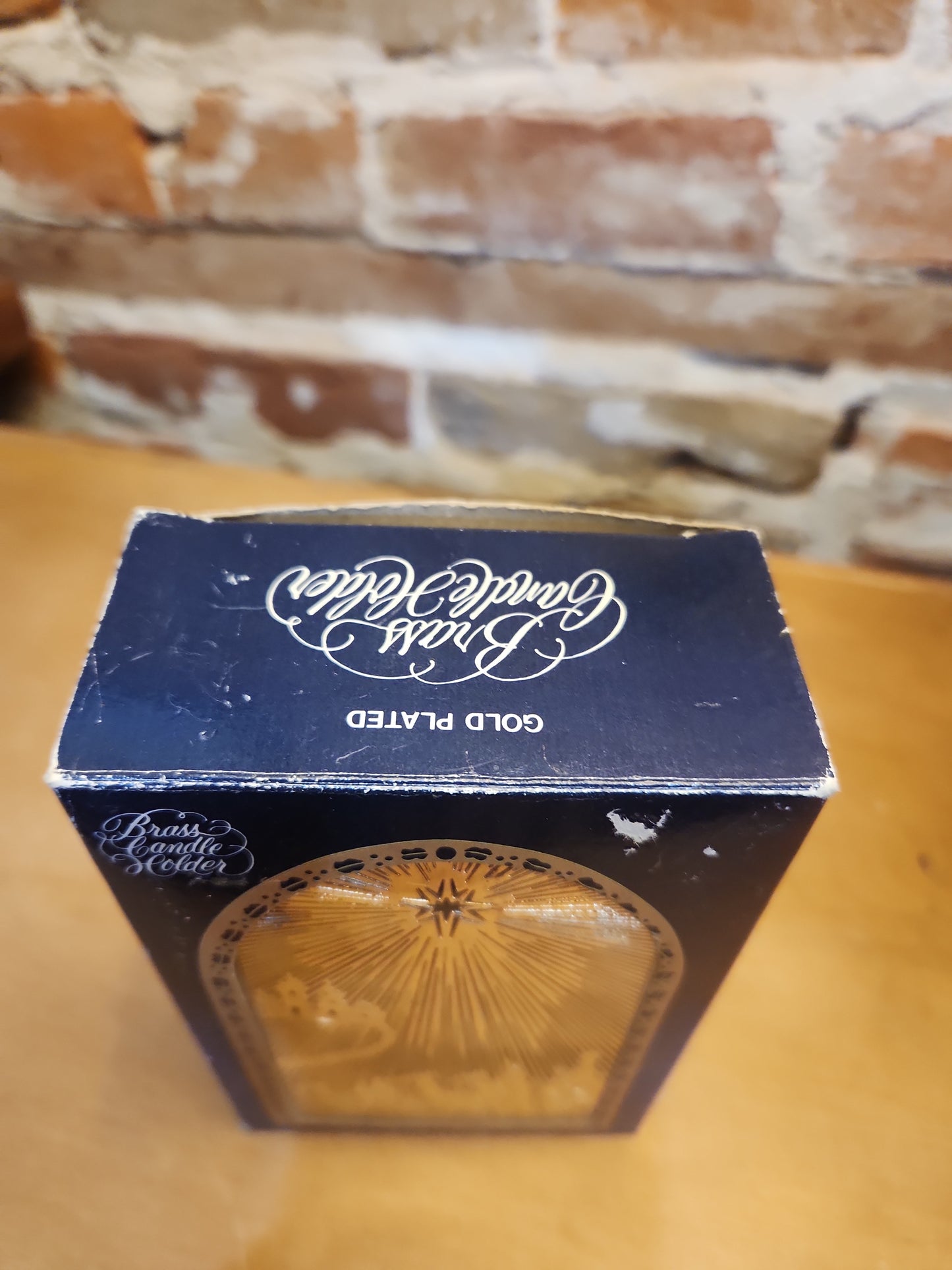 Vintage Gold Plated Brass Candle Holder Nativity Wisemen in Orginal Box No Makers Name Seen N65