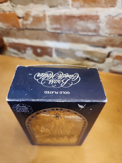 Vintage Gold Plated Brass Candle Holder Nativity Wisemen in Orginal Box No Makers Name Seen N65