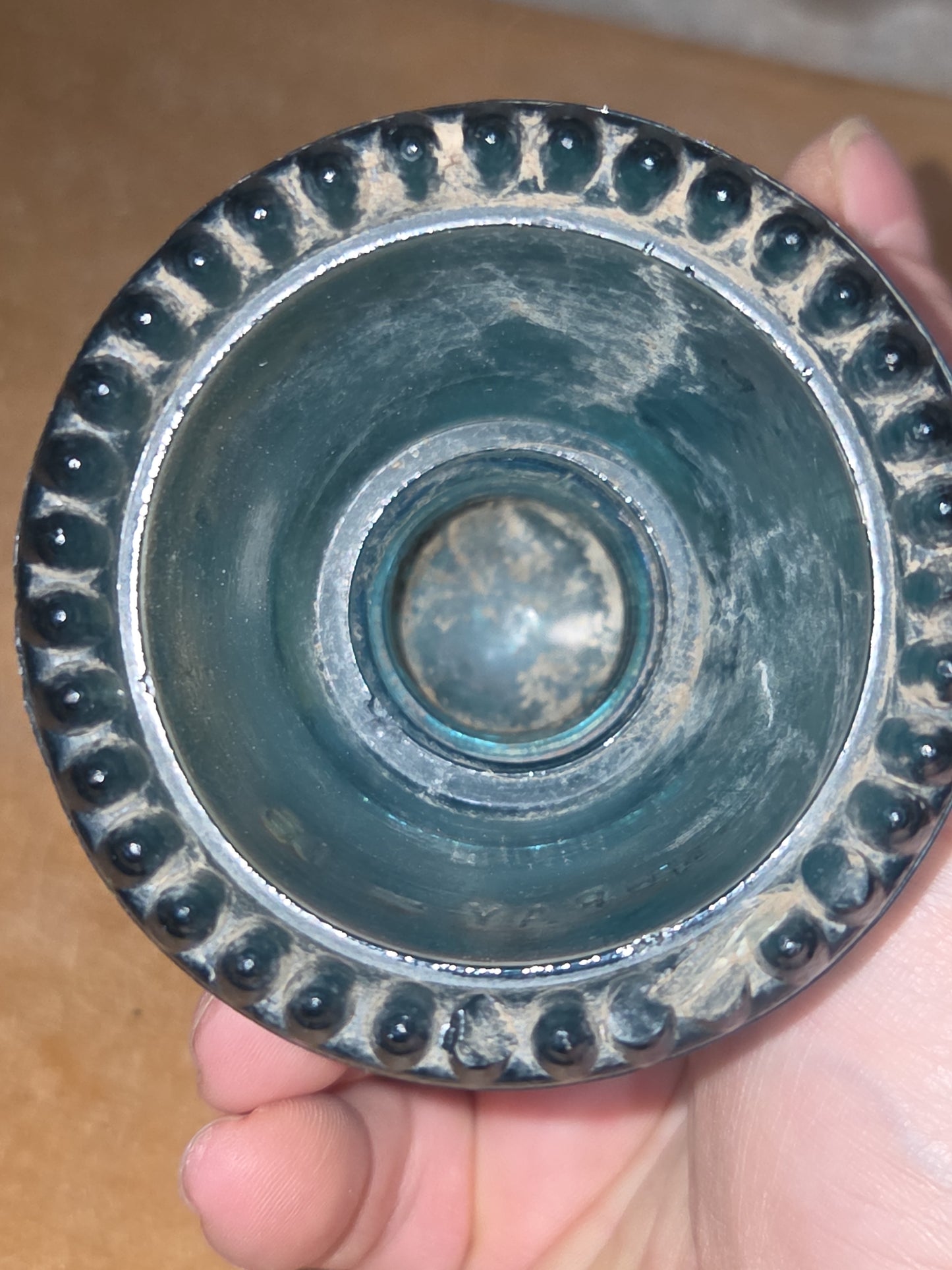 Vintage Insulator Hemingray #16 Teal Glass h616d DAMAGED NUBS