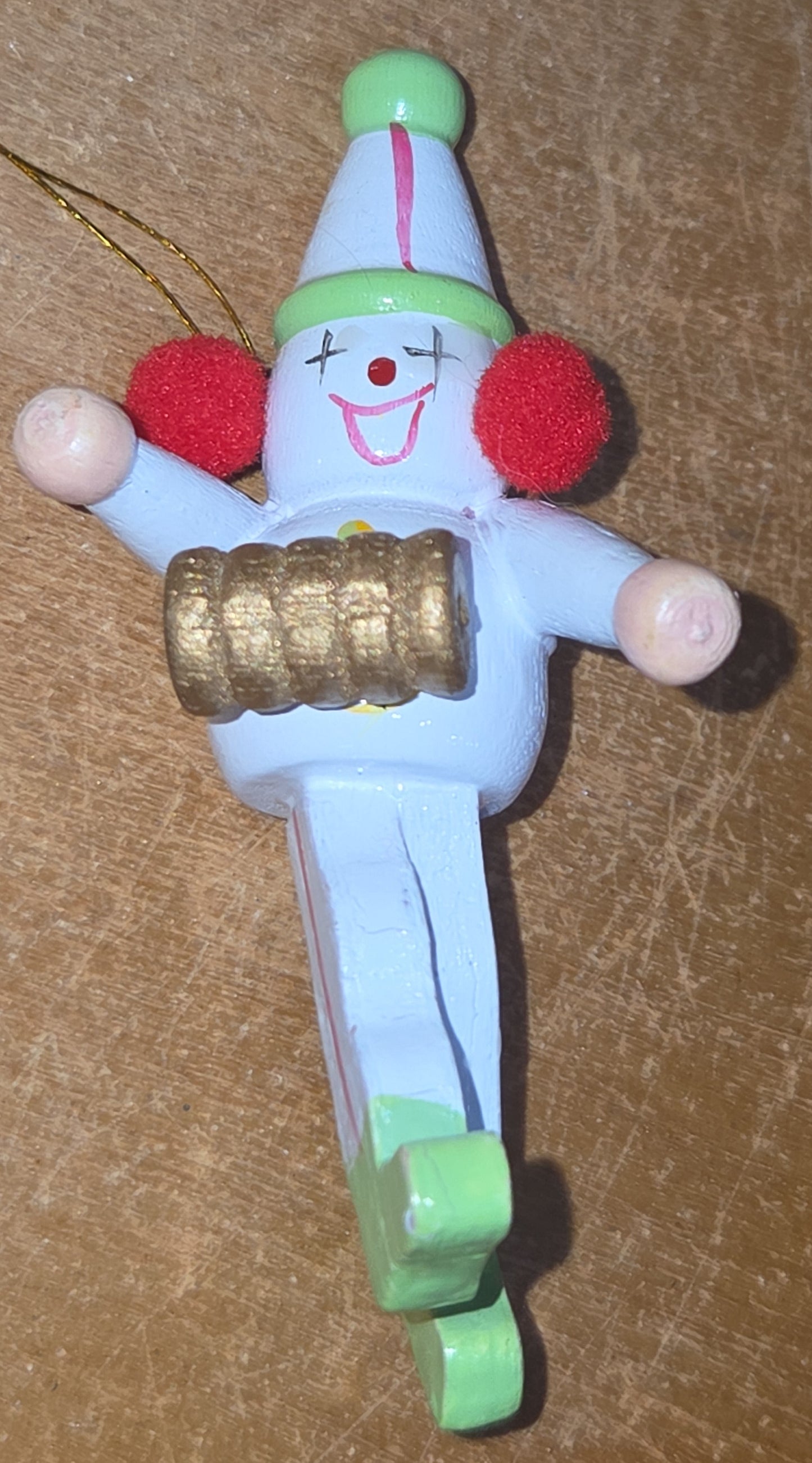 Vintage Wooden Ornament Circus Clowns Set of 4 MCM Kitchy