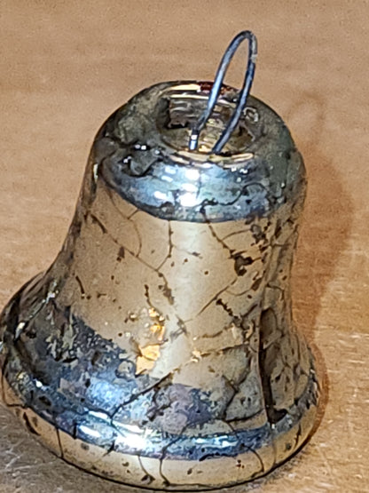 Vintage Mini Mercury Glass Bell Ornaments Set of 3 mg01