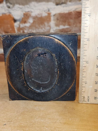 Vintage or Antique Letterpress Copper & Solid Wood Printing Block Letter O leto