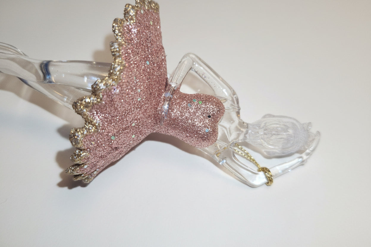 Ballerina Ornament Acrylic Pink and Gold Glitter Ballet o410