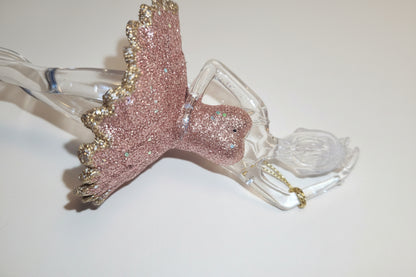Ballerina Ornament Acrylic Pink and Gold Glitter Ballet o410