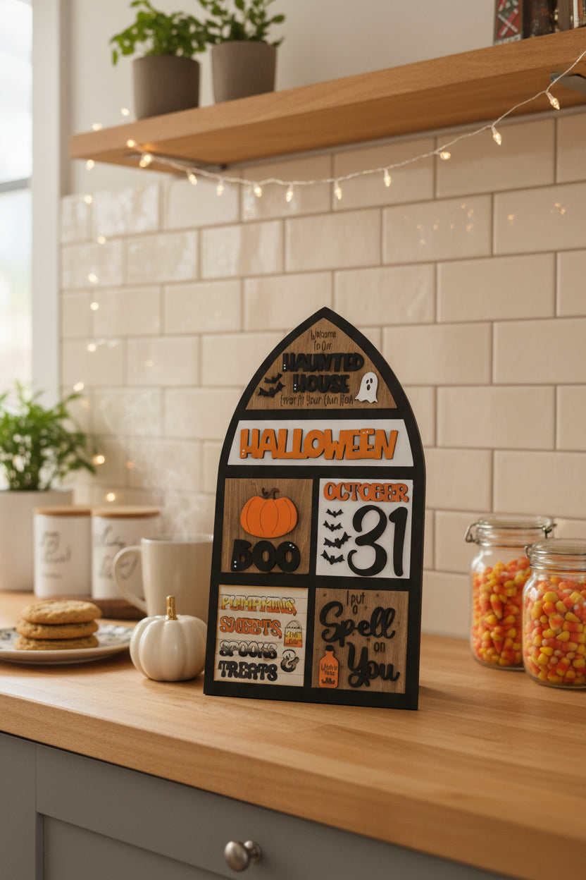 Halloween October Insert Kit for Interchangeable Frame Can Fit Arch, Rectangle, or Square Frame FRAMES SOLD SEPARATELY if29