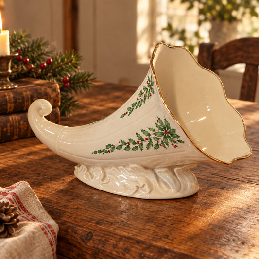 Vintage Lenox Cornucopia Christmas Centerpiece Retired lx8