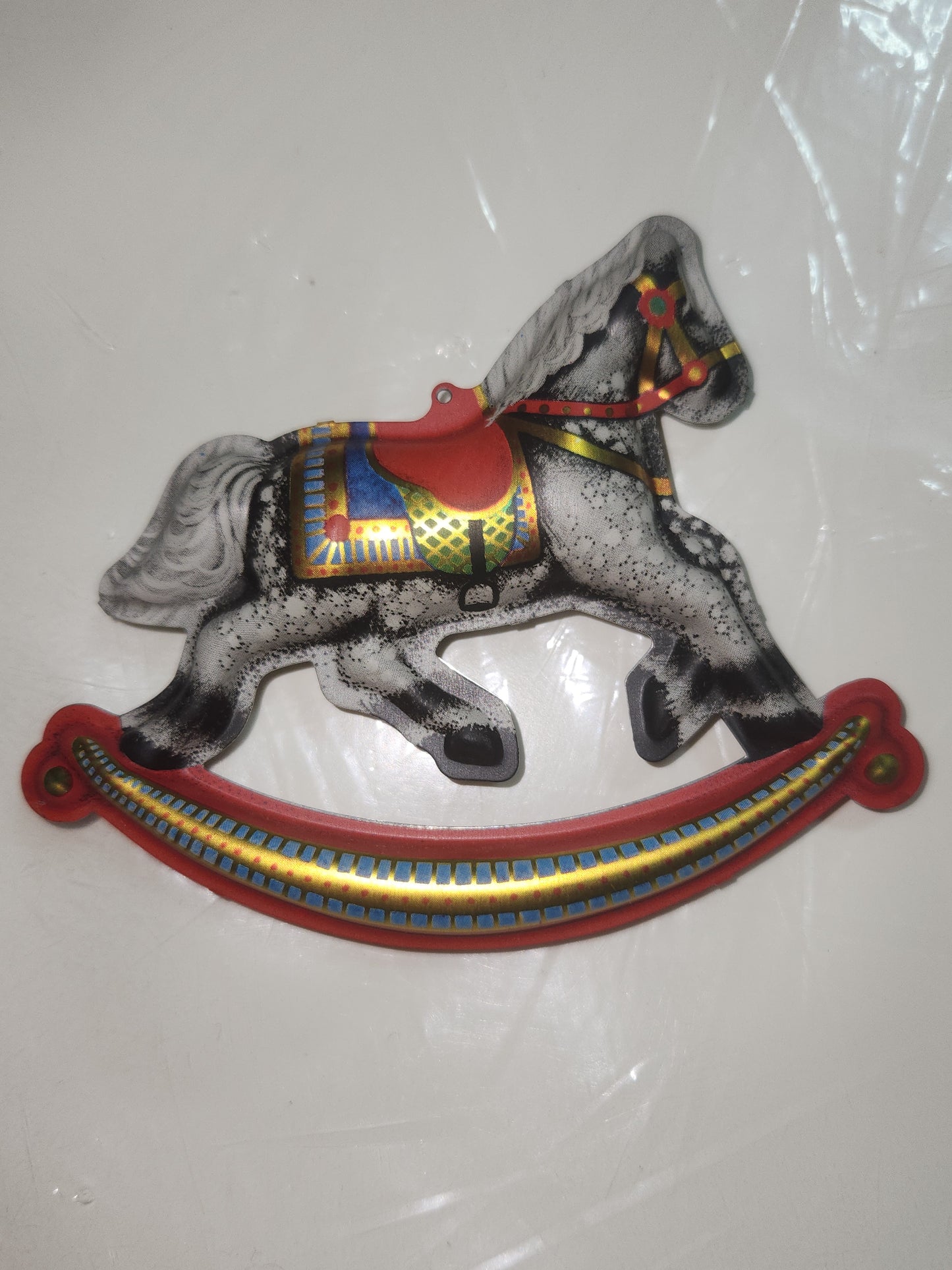 Vintage Hallmark Keepsake Ornament Pressed Tin Rocking Horse 1983