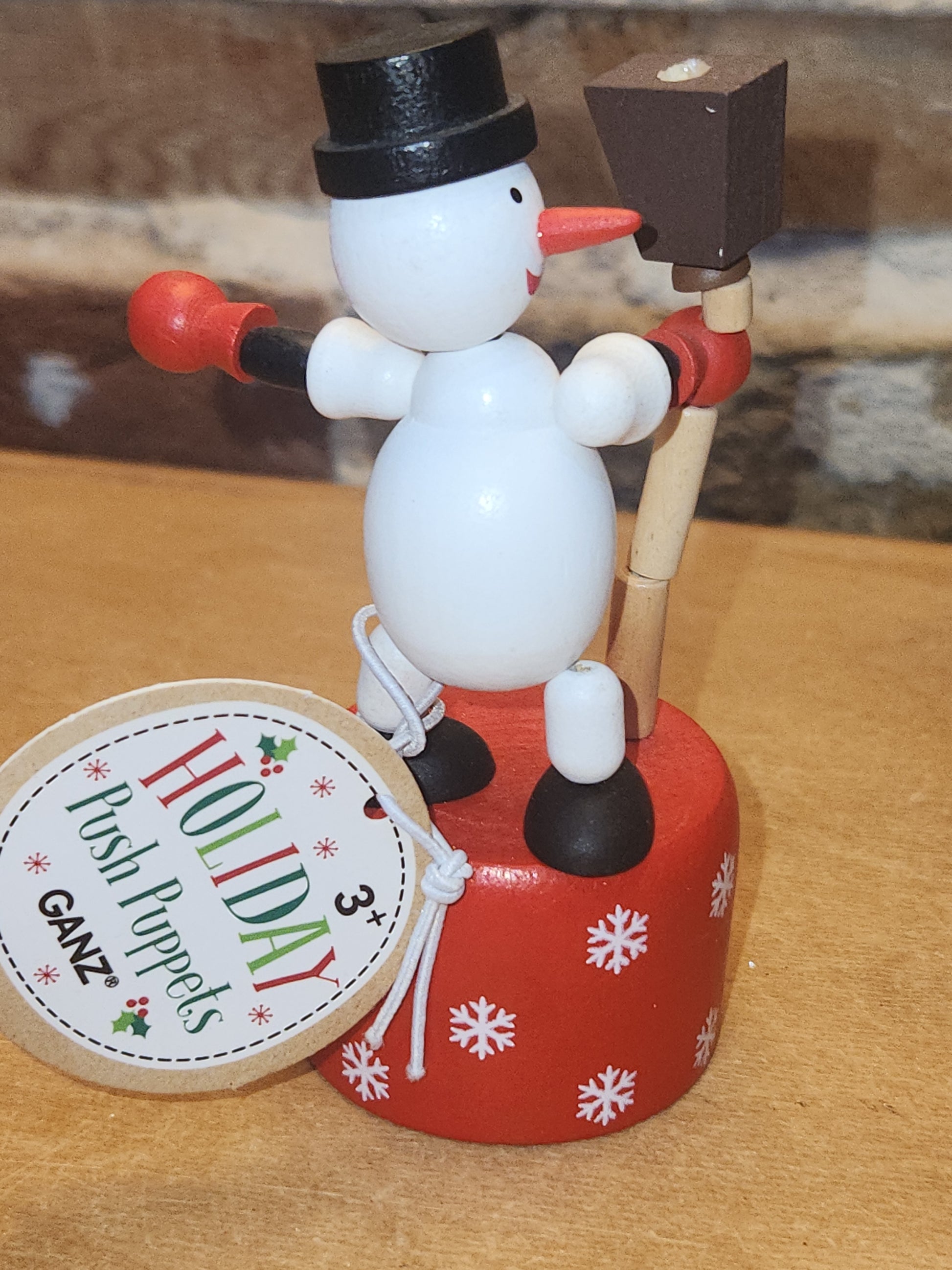Snowman Wooden Push puppet pp4