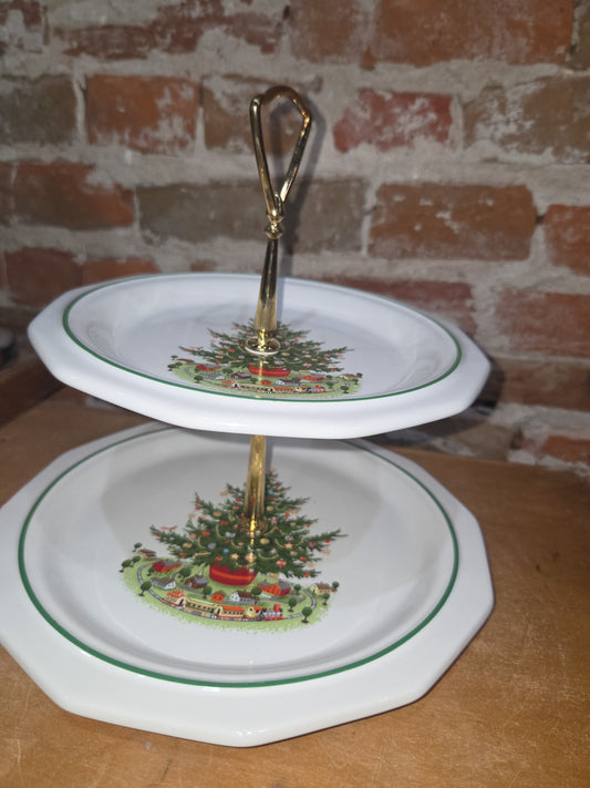 Vintage Pfaltzgraff Christmas Heritage 2-Tiered Tray tt81