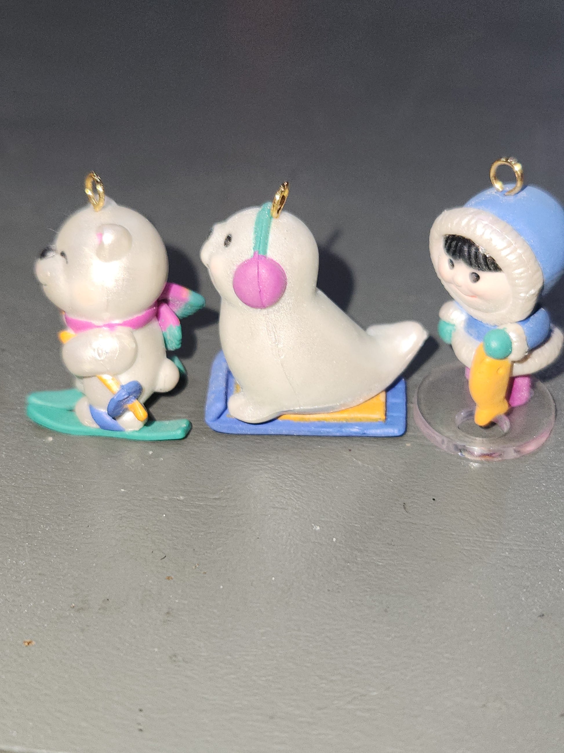 Vintage Avon Wee Winter Friends Ornaments Polar Bear, Seal, Eskimo Set of 3 Ornaments CLEARANCE