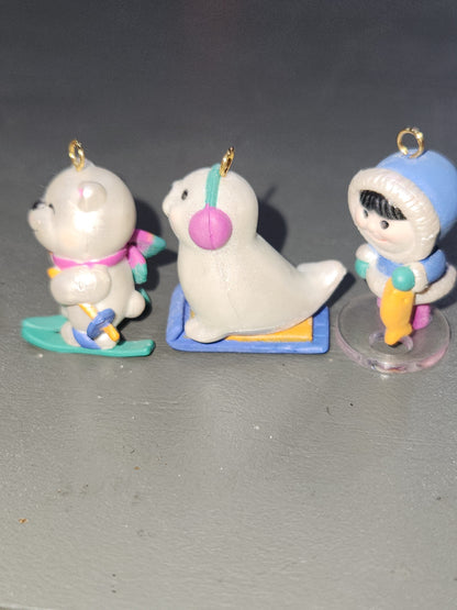 Vintage Avon Wee Winter Friends Ornaments Polar Bear, Seal, Eskimo Set of 3 Ornaments CLEARANCE
