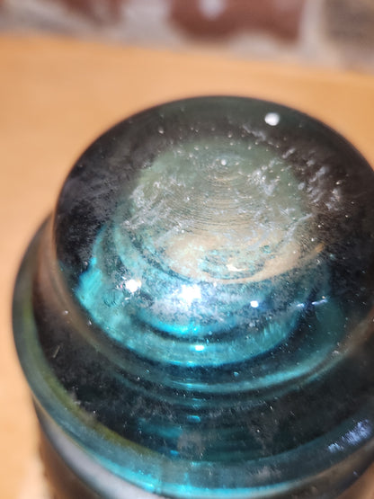 Vintage Hemingray # 42 teal green insulator Darker AS IS h642d