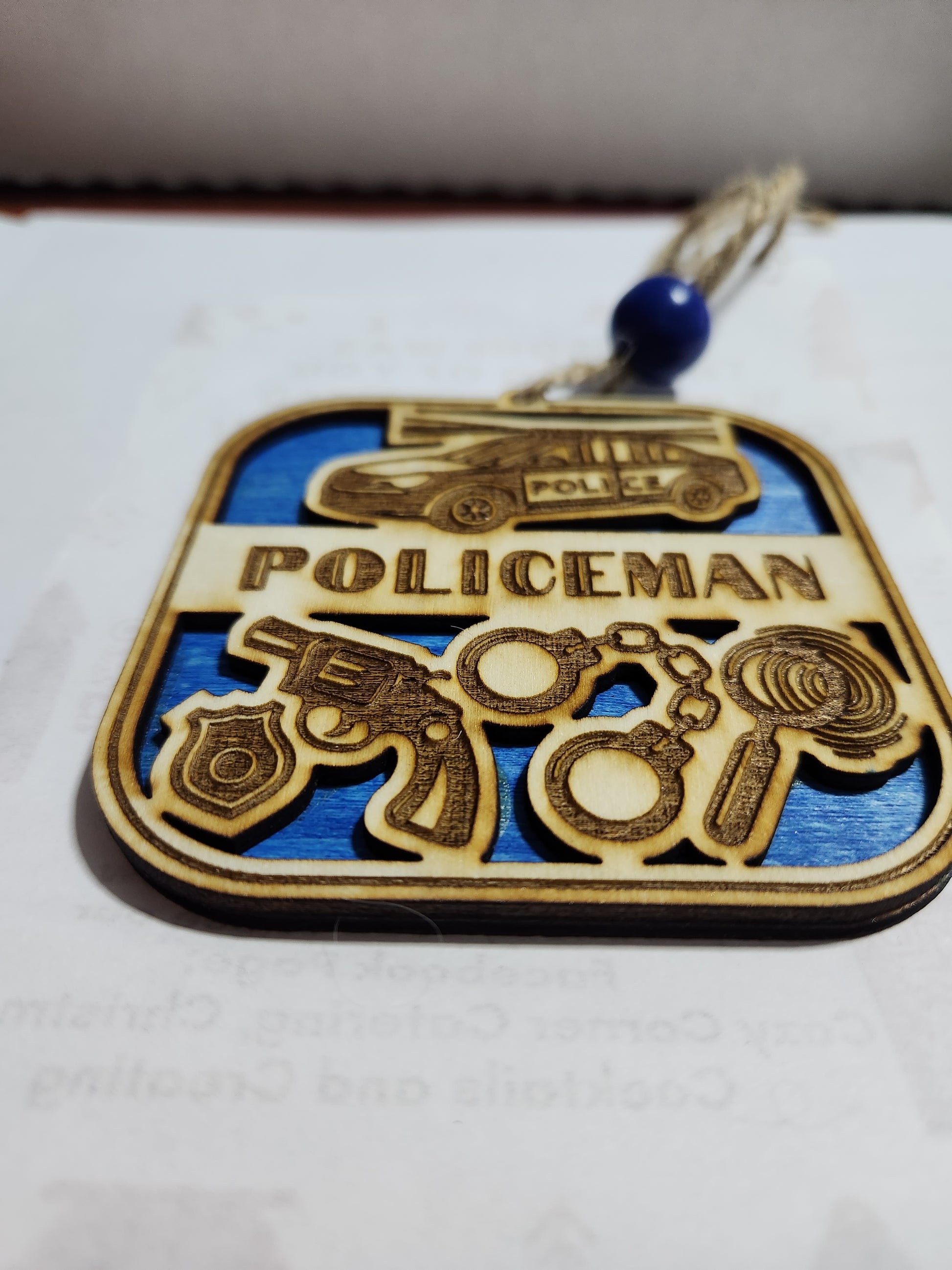 Wooden Occupation Rear-view Mirror Car Charm Ornament Policeman