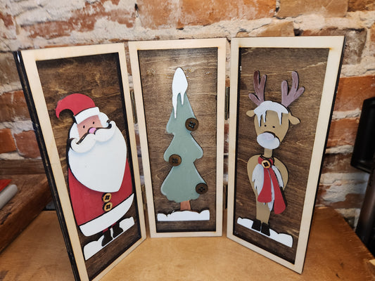 Trio Frame Decor Christmas Santa Reindeer 10 1/2" tt81