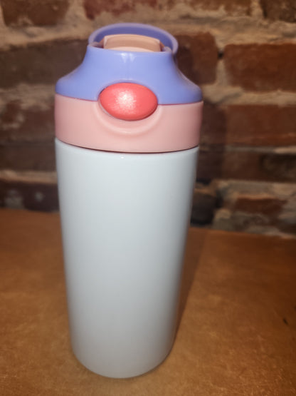 Custom Order Kid's 12 oz Tumbler with Pink and Lavender Flip Top Lid