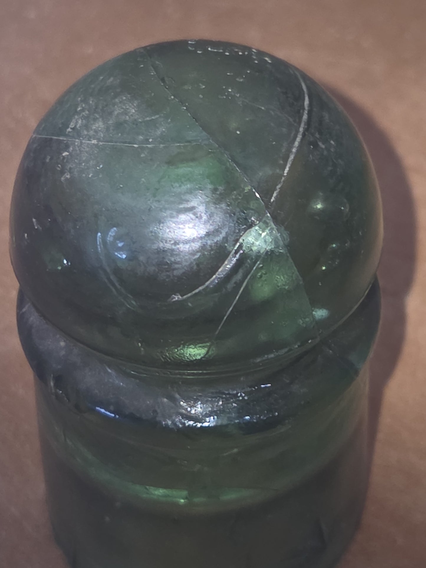 Vintage Insulator 102 Star Pony 7up Green Glass Bubbles DAMAGED si8