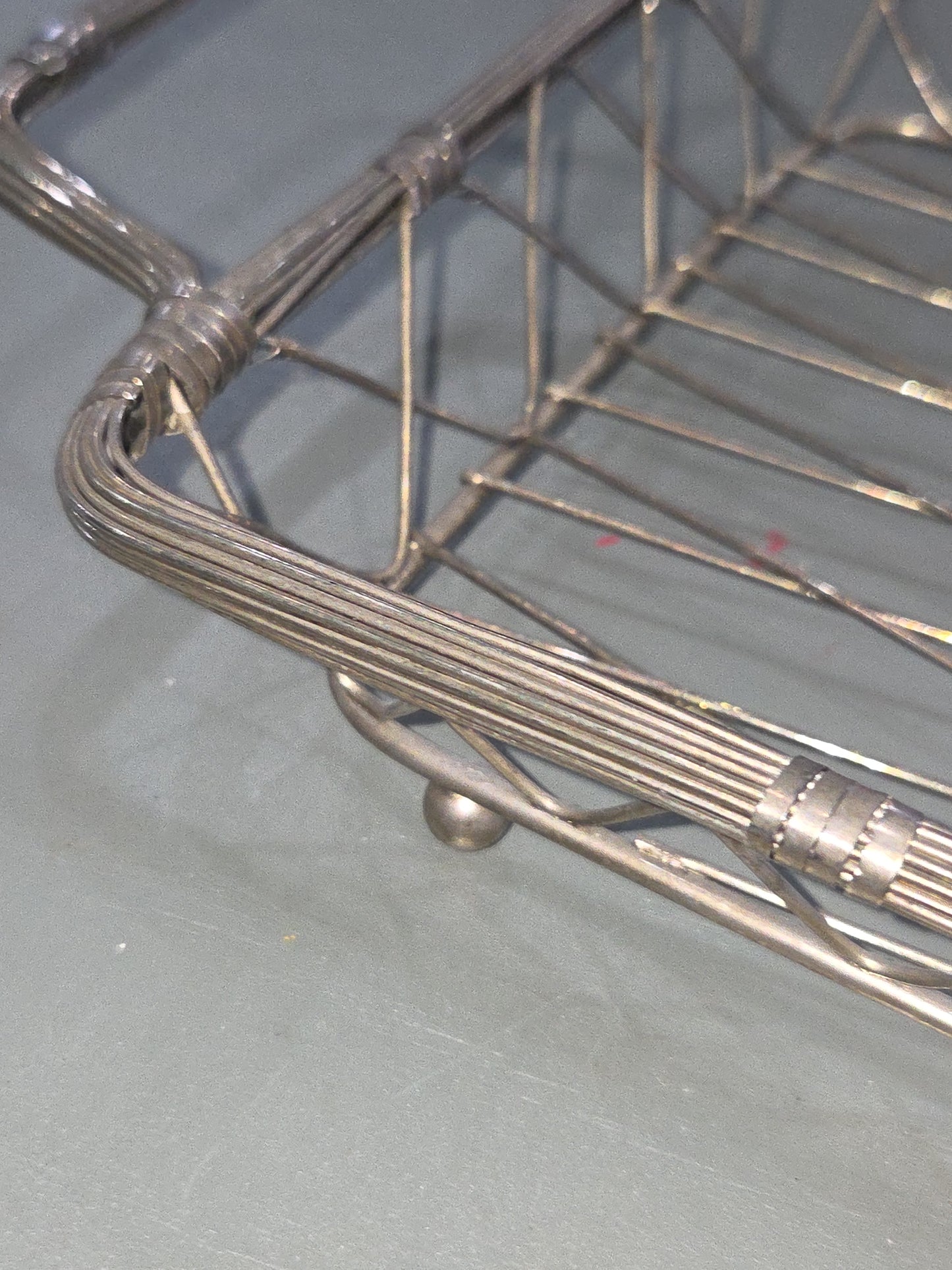 Vintage Woven and Banded Silverplated Wire Rectangle  Basket sp81