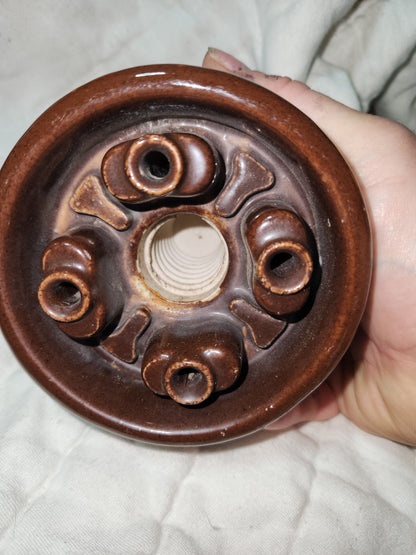 Rare vintage AL CO inc. Pat Pend brown porcelain insulator alco1