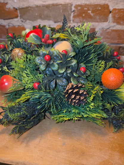 Vintage Plastic Greenery and Plastic Fruit for Christmas Arrangements