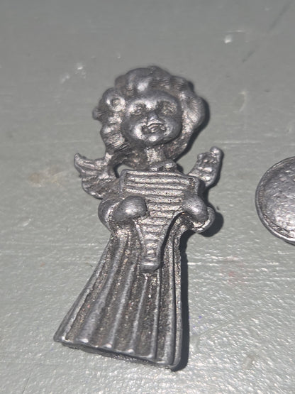 Vintage Vernon Pewter Miniature Angel Figurines Set of Three 1.5" pa4
