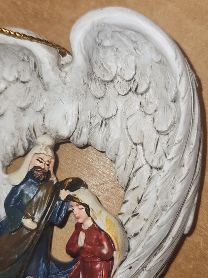 Holy Family, Nativity Scene in Angels Wings Ornament no9