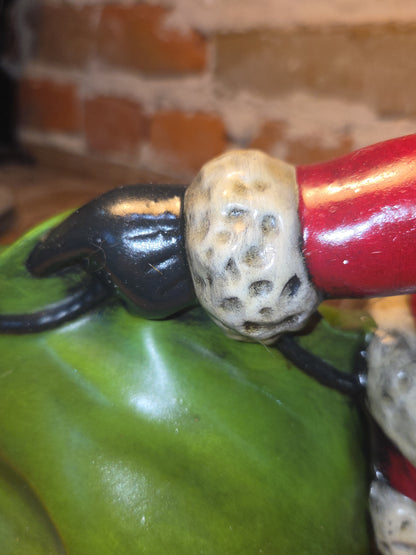Vintage Royall Mold Ceramic Planter Santa Claus Bell Toy Bag