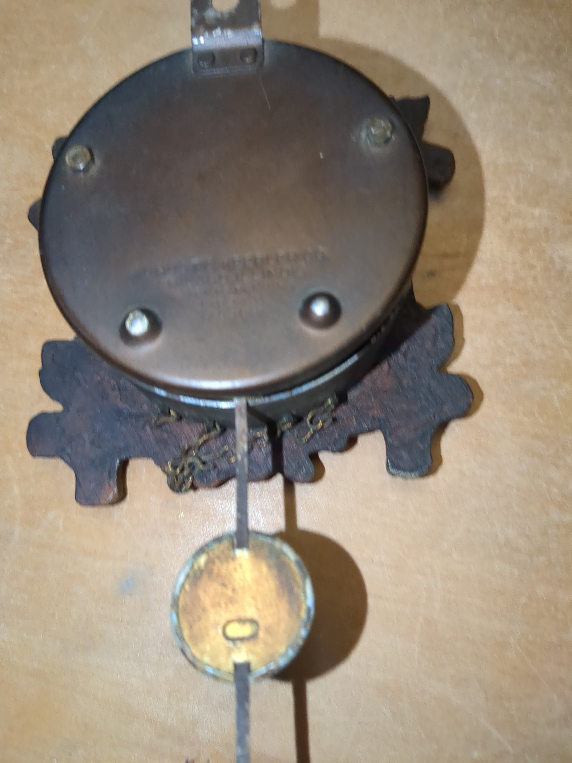 Vintage August C. Keebler Co. Pendulette Clock Red Flowers Blue Birds Nest Small AS IS Not Tested cl4