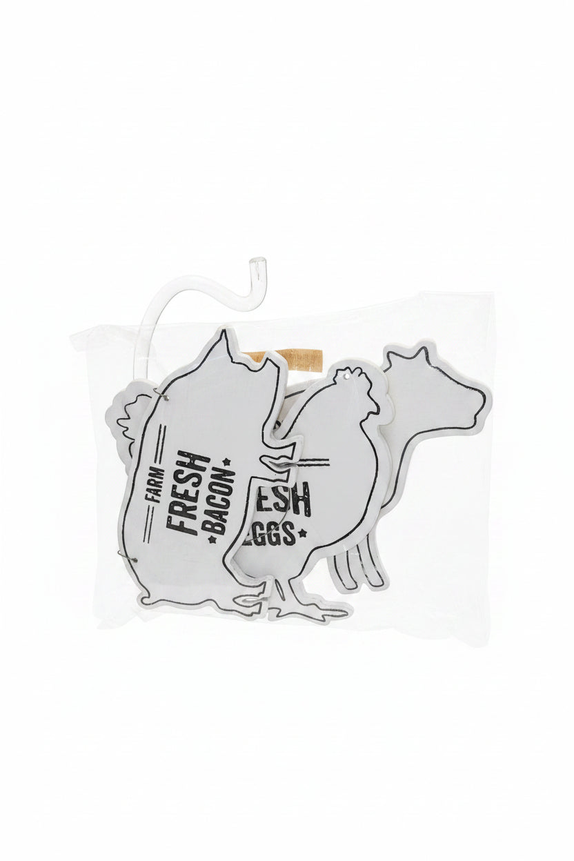 Cow, Pig, Chicken Farm House Set of 3 Ornaments wo61