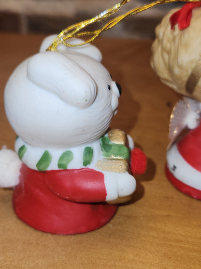 Vintage Jasco L'll Chimmers Ornament Bell Dogs and Angel set of 3