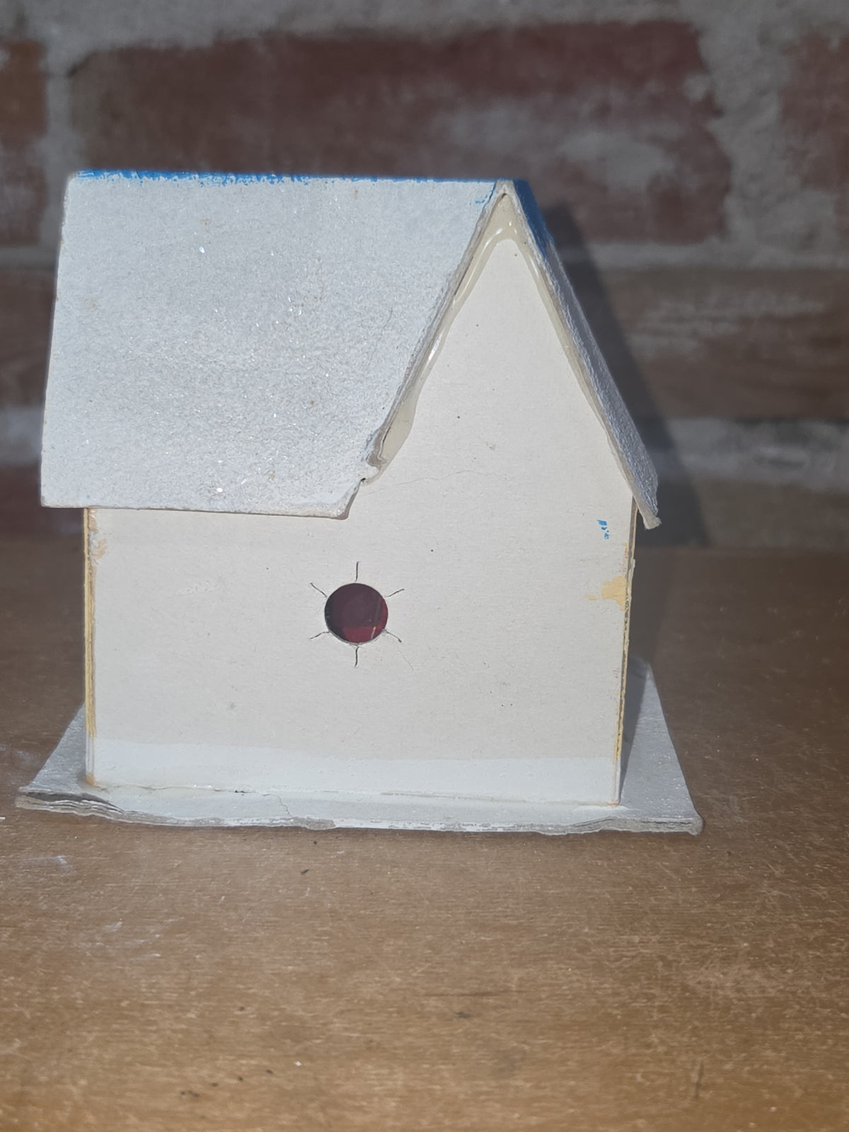 Vintage Putz Multiple Roofline House with Tree Made in Japan Yellow Read Description ptz2