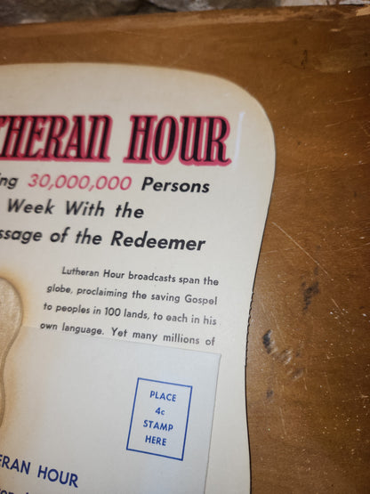 Vintage Advertising Hand Fan & Envelope Bringing Christ To The Nations Lutheran Hour St Louis 10, MO AS IS af4