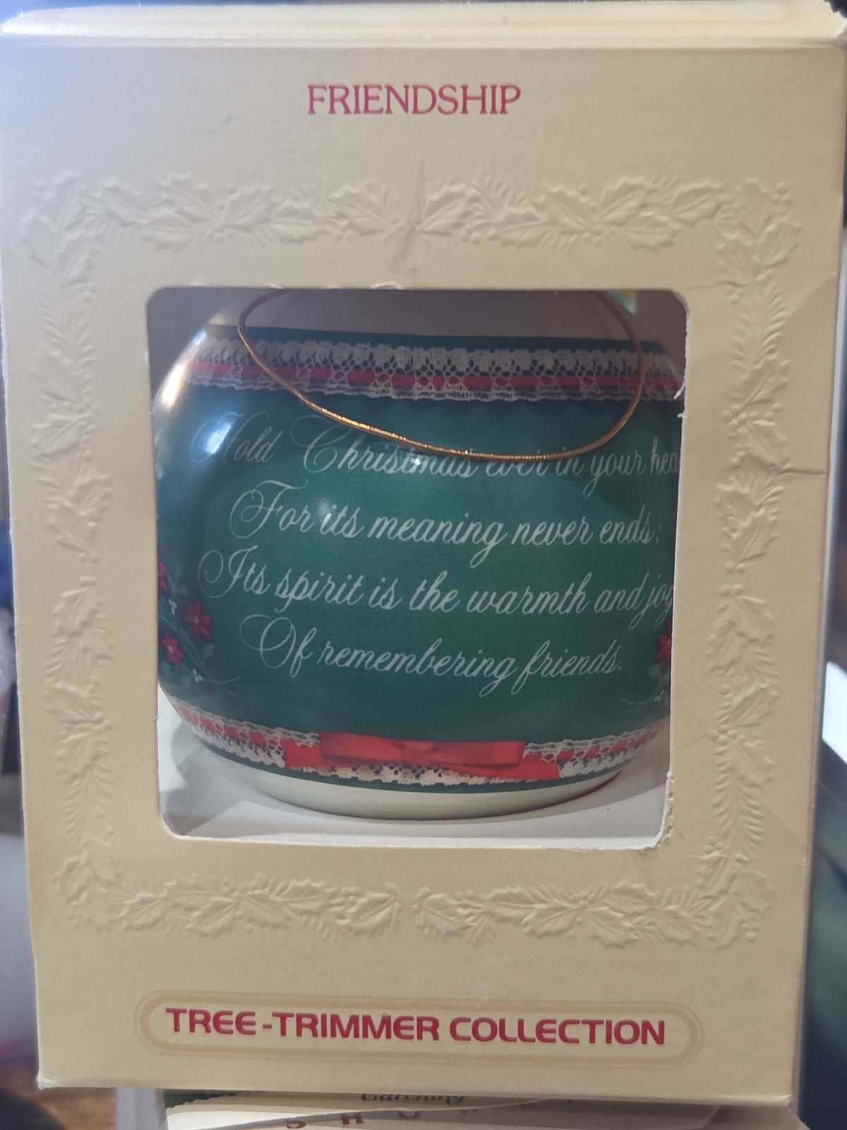 Vintage Hallmark Tree-Trimmer Glass Ornament Friendship 1980