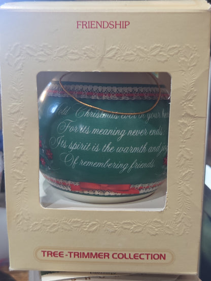 Vintage Hallmark Tree-Trimmer Glass Ornament Friendship 1980