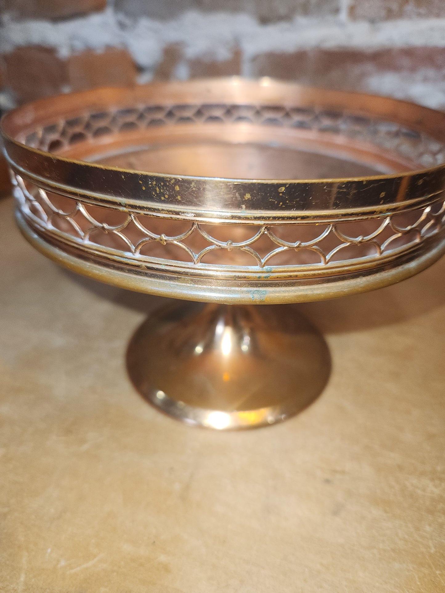 Vintage Copper or Brass Compote Dish Manning Quality Bowman Meriden Conneticut 2220 cb8