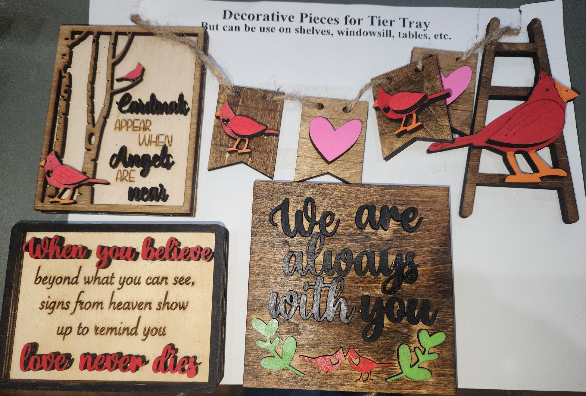 Tier Tray Decorations Handcrafter Cardinal Memorial Memory Angels ttc3