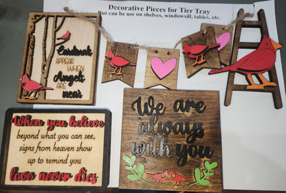 Tier Tray Decorations Handcrafter Cardinal Memorial Memory Angels ttc3