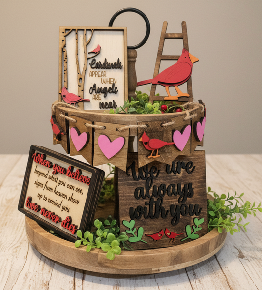 Tier Tray Decorations Handcrafter Cardinal Memorial Memory Angels ttc3