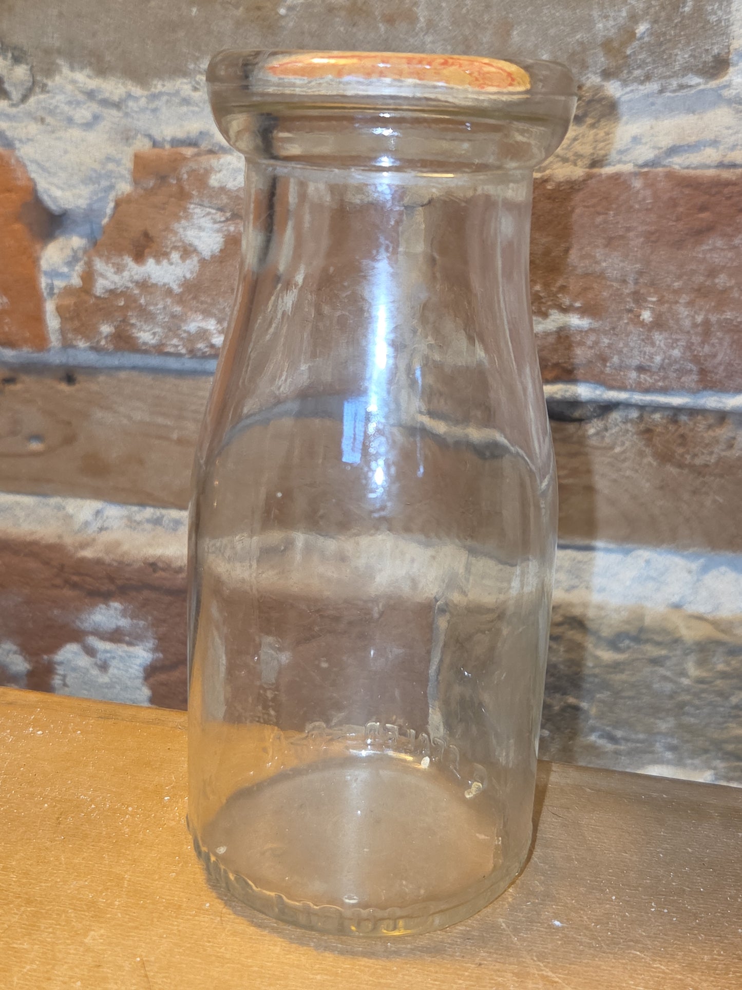Vintage Milk Bottle Duraglas Half Pint Clear Glass vmb59