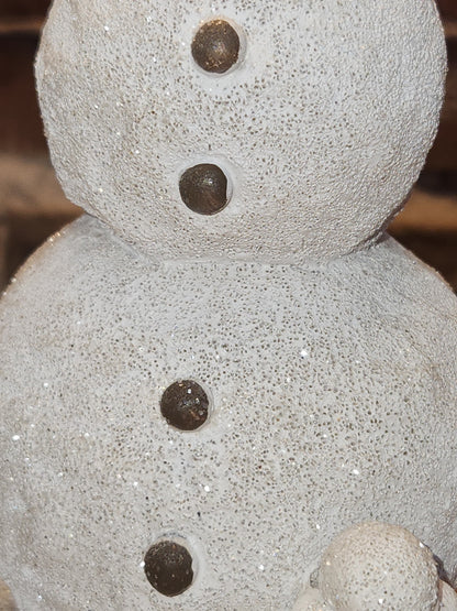 Kid Building Snowman Figurine Resin White Gold sm11